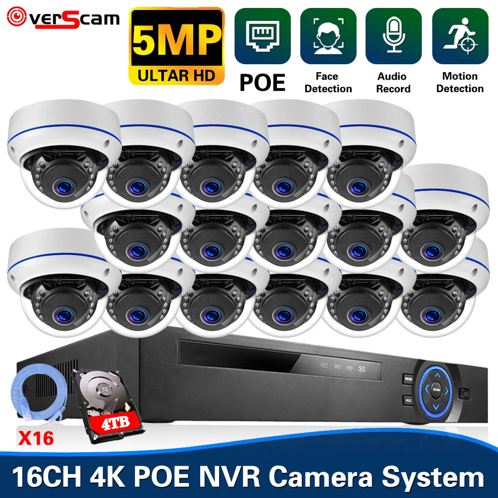 

H.265 16CH 4K POE NVR Kit CCTV System 5MP POE IP Security Surveillance Camera Sytem Kit Audio Record XMEYE IP Cam Set 16 Channel