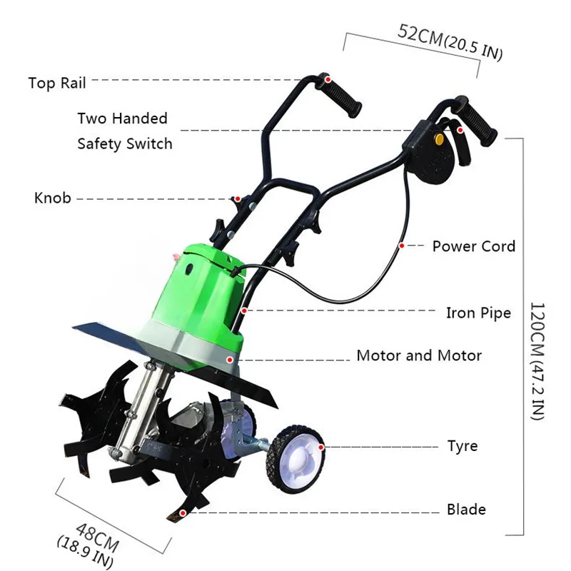 Электрический рыхлитель культиватор микро-пробовка небольшой бытовой роторный