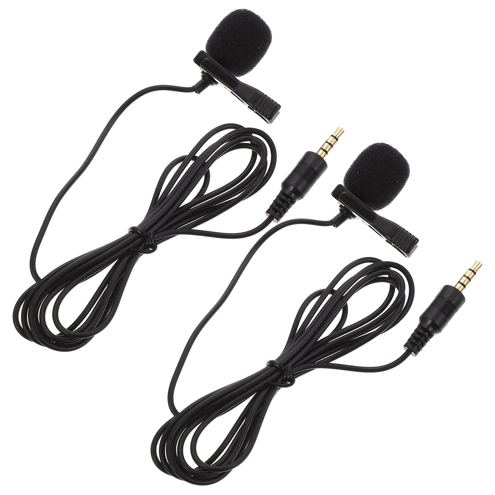 

2Pcs Recording Clip-On Microphone Phone Collar Mini Mic Denoise Amplifier (Black)