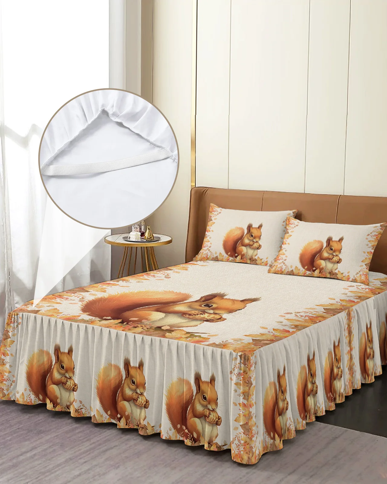 

Постельное белье из белки и кленового листа, эластичное покрывало с наволочками, наматрасник, Комплект постельного белья, на День Благодарения