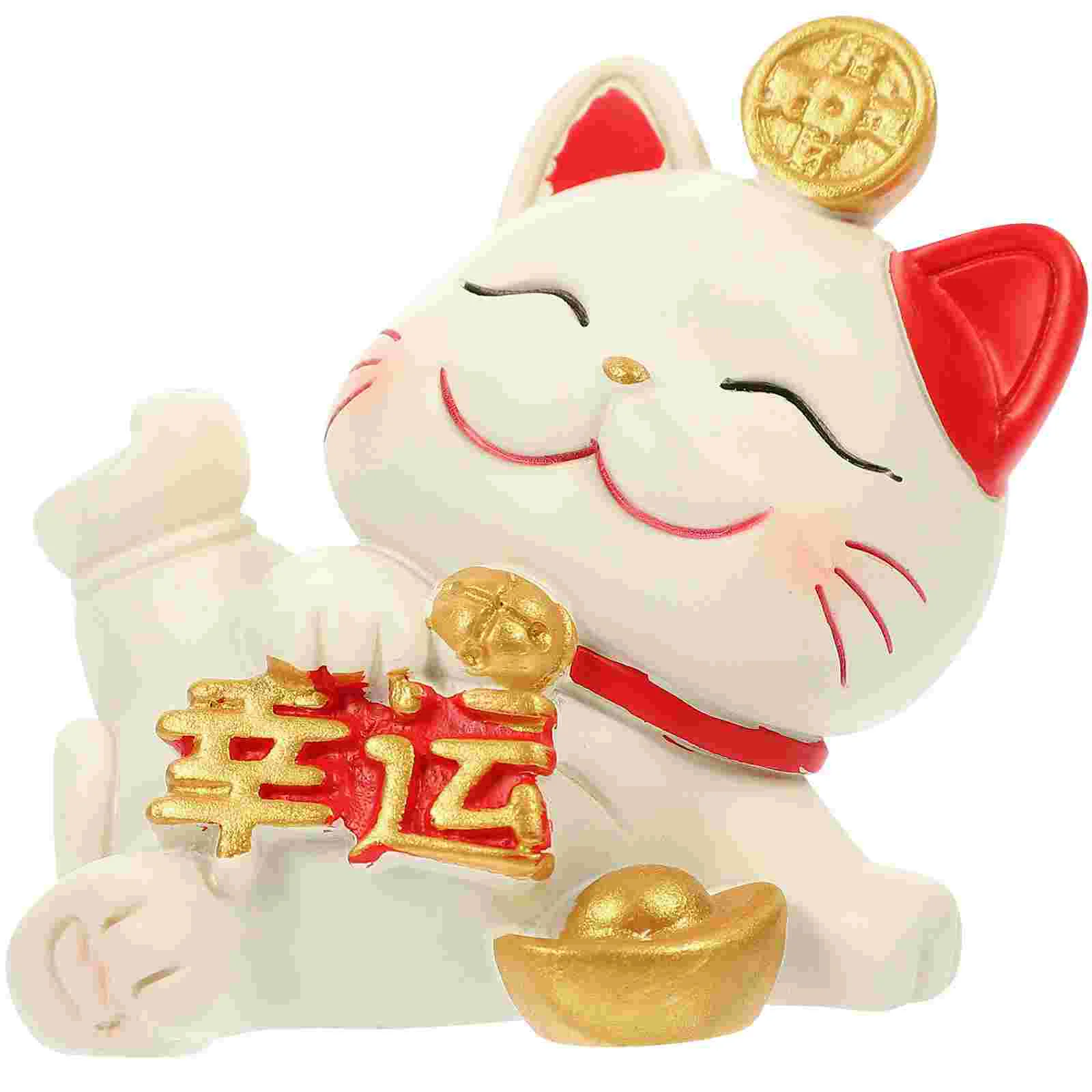 

Cat Figurine Japanese Statues Mini Miniature Ornament Figurines Fortune Car Topper Cupcake Craft Resin Decor Statue Small Kawaii