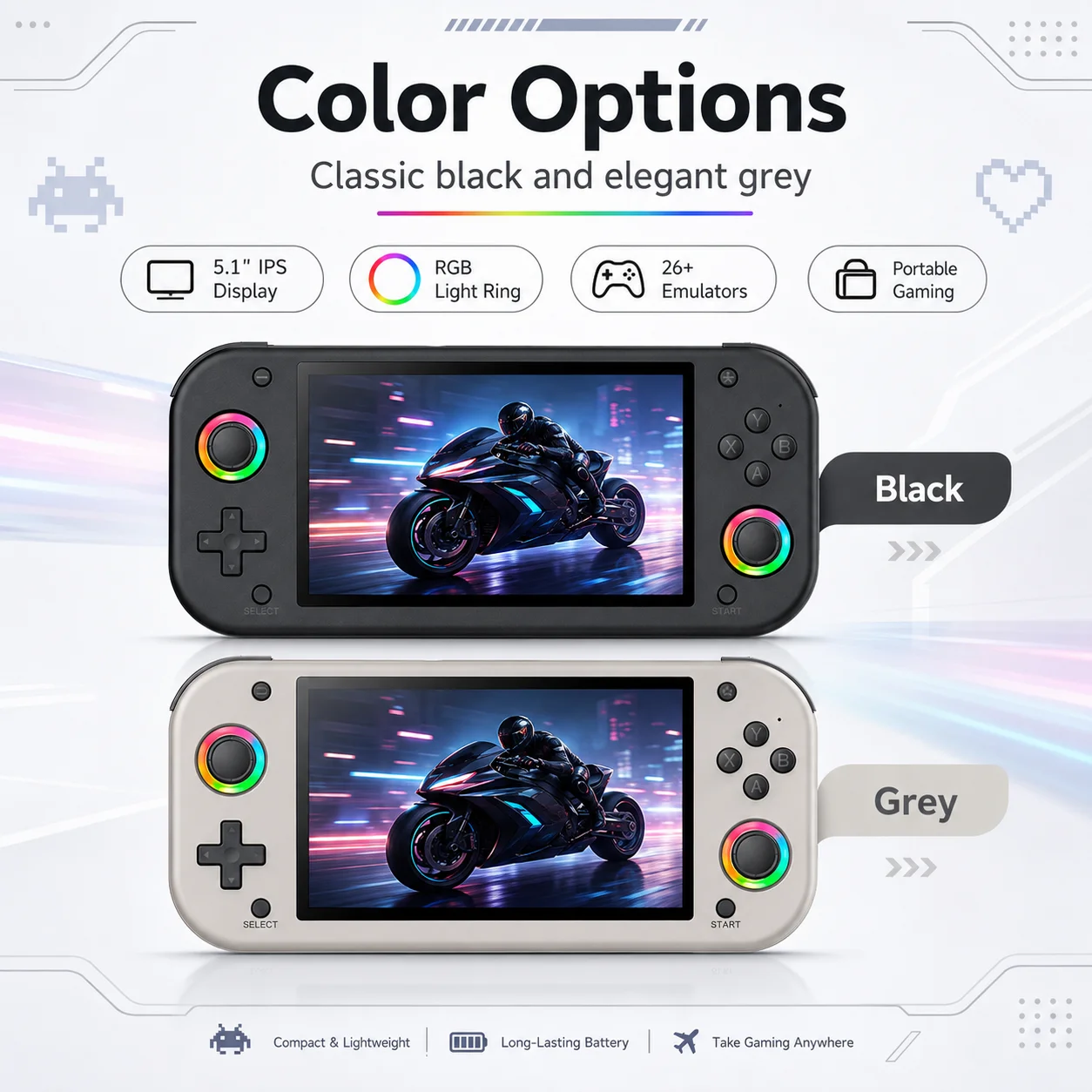 Фото Портативная игровая консоль RGB Racing Rainbow Light M26 с 5,1-дюймовым IPS-экраном, процессором ARM Cortex-A9, поддержкой более 30000 2D/3D игр и офлайн-режимом №1
