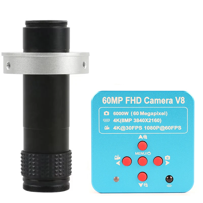 

60MP 4K 1080P HDMI UBS Видеомикроскоп Камера 100X 130X 180X 200X 300X 500X Монокулярный объектив 56 светодиодный светильник для пайки PCM SMD