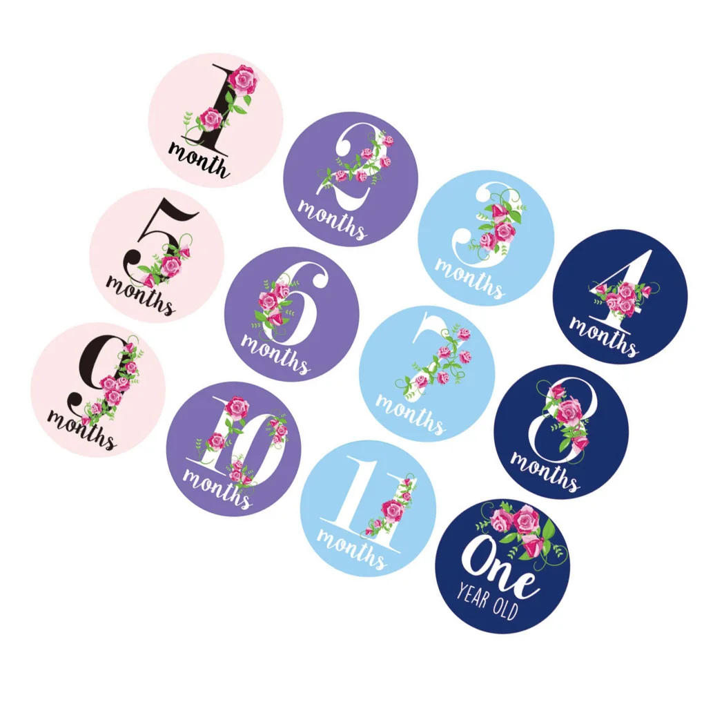 

12PCS Month Sticker Baby Photography Milestone Memorial Monthly Newborn Kids Commemorative Card Number Photo Props Accessories