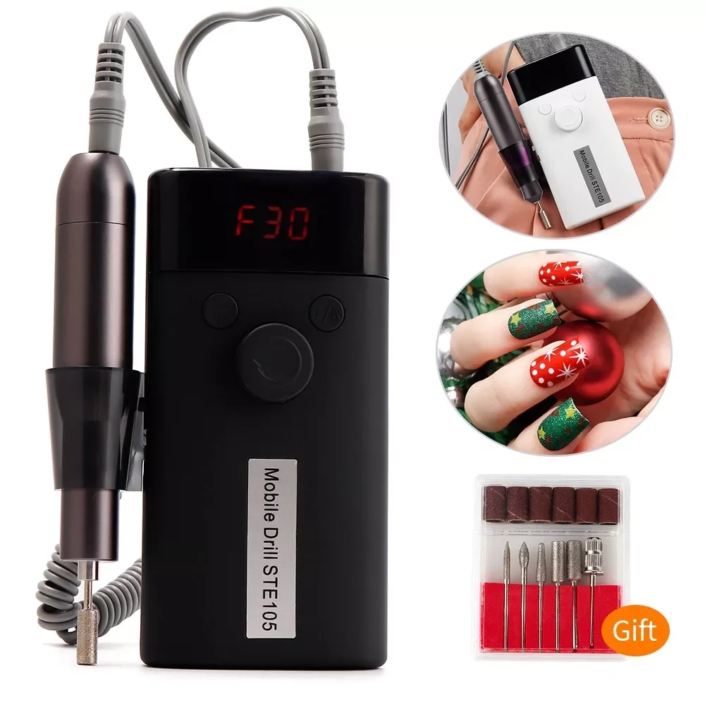 

24W30000RPM Electric Nail Drill Machine Nail Gel Polisher Portable Electrical Nail File Drill Manicure Set Kit With 6 Drill Bits