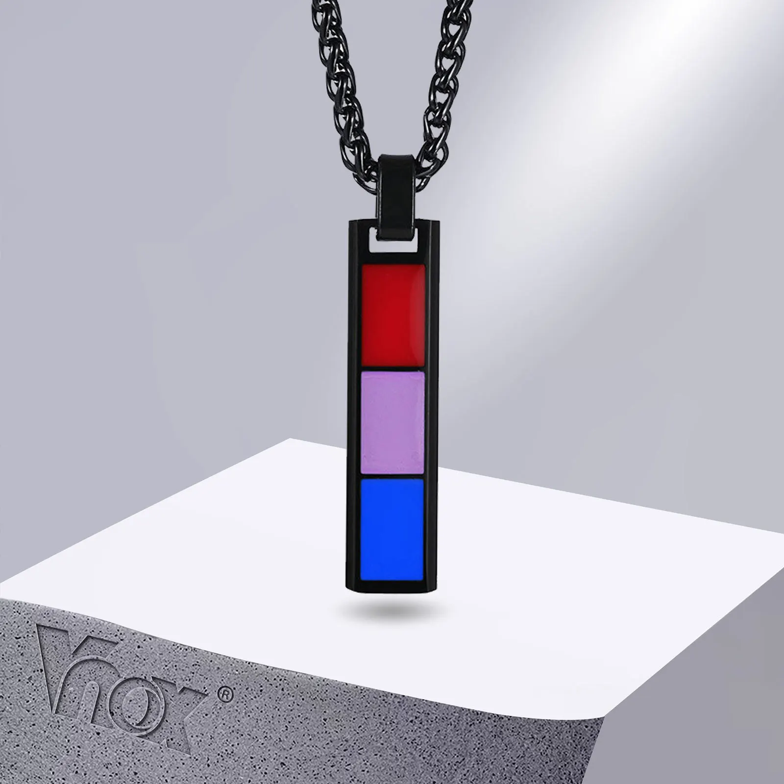 Buy Vnox Bisexual Necklace Black Stainless Steel Bar Men Women Unisex Casual Jewelry on