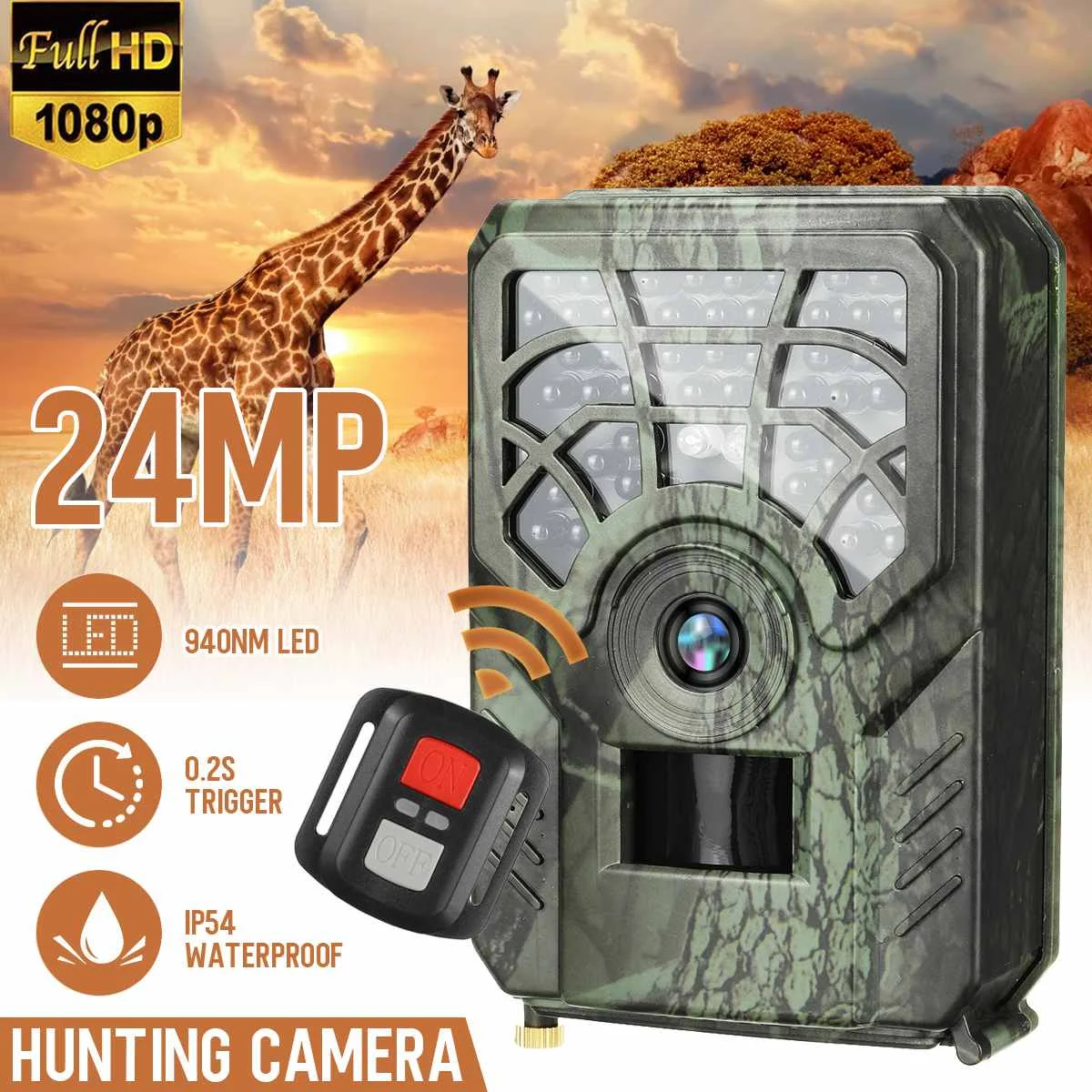 

24MP 1080P WIFI Video Cameras Wildlife Trail Camera 5MP Color CMOS Photo Trap Infrared Hunting Surveillance Tracking Cams