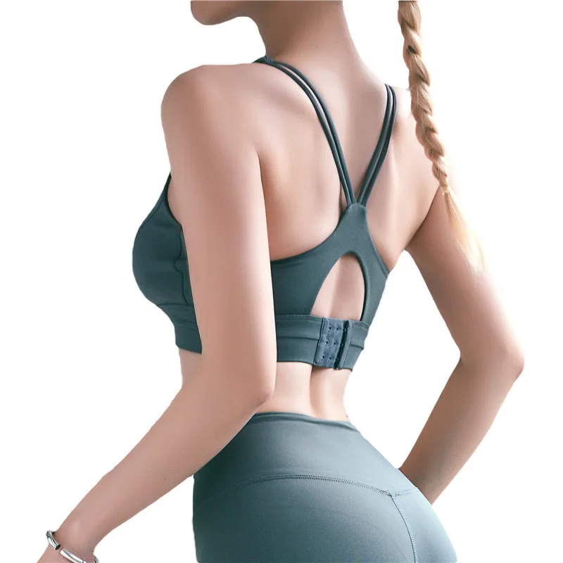 

Luluwomen Yoga Bra Adjustable Running Fitness Vest Beautiful Back Sports Underwear Medium Strength Shock Absorption Gathering