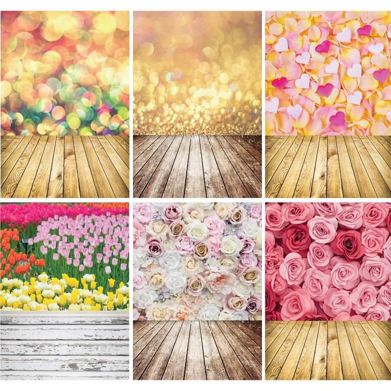 

SHENGYONGBAO Portrait Cloth Photography Backdrops Prop Flower and wood Planks Photo Studio Background 91223SF-58