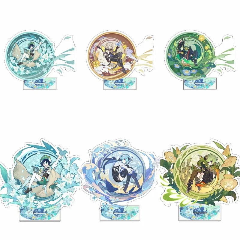 

Anime Genshin Impact Venti Cosplay Acrylic Action Figure Albedo Stand Model Toy Desk Decoration Prop Game Fans Collection Gift