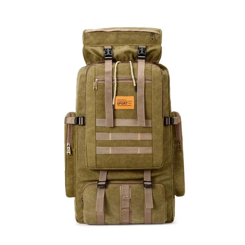 80L New Outdoor Travel Large Capacity Canvas Camping Mountaineering Jogging Bags Military Camouflage Tactical Hiking Backpack