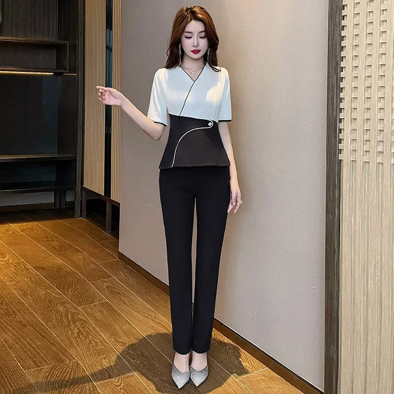 Рабочая одежда для спа-массажа приставка отеля салона красоты Приталенные брюки