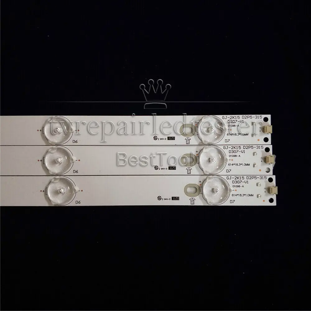 

3 Pieces/lot KDL-32R300B LED strip GJ-DLEDII P5-315 D307-V7 V1 V6 7 LEDs 614mm led tv bar