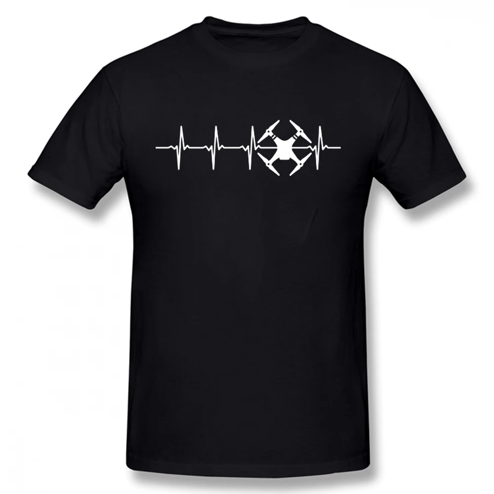 

Funny Drone Pilot Heartbeat T Shirts Graphic Cotton Streetwear Short Sleeve O-Neck Harajuku Quadcopter T-shirt Mens