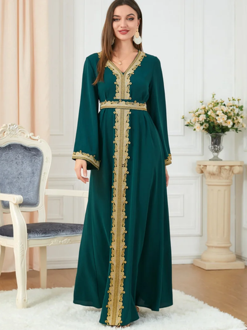 Arab Morocco Muslim Dress Abaya Women Embroidery Maxi Abayas Dubai Turkey Islam Kaftan Longue Musulmane Vestidos Largos 2022