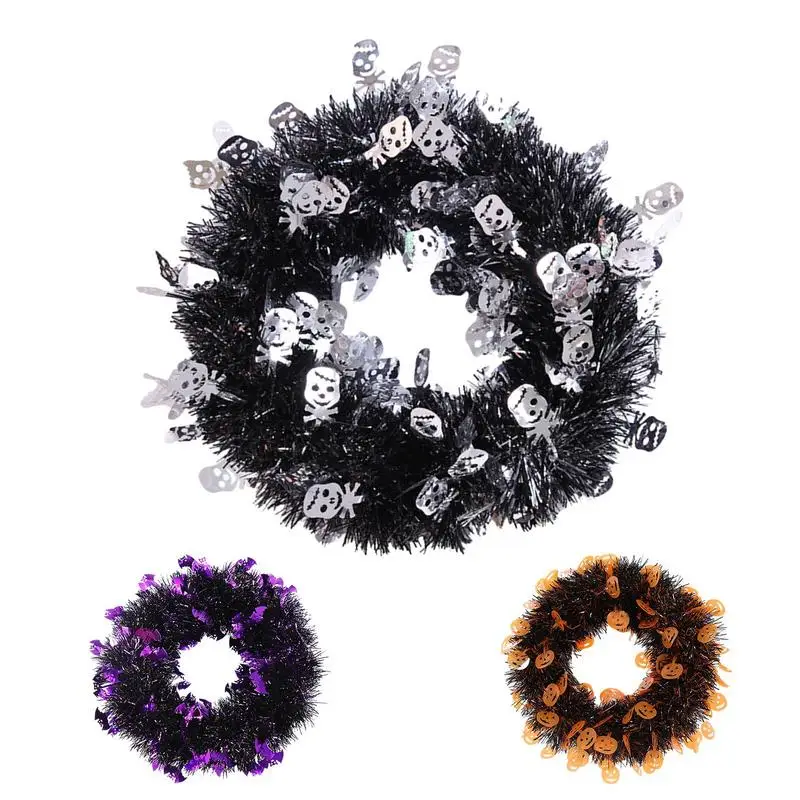 

Halloween Door Branch Wreath With Red LED Light Realistic Reusable With Skull Bat Pumpkin For Indoor Outdoor Home Party Decor