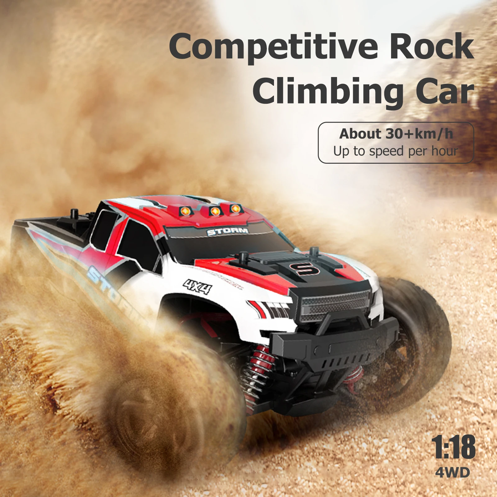 

Children Remote Control Car Toys 2.4GHz 30km/h High Speed Fast RC Cars 1/18 Big Trucks Off-road Hobby Toys for Boys Girls Gifts