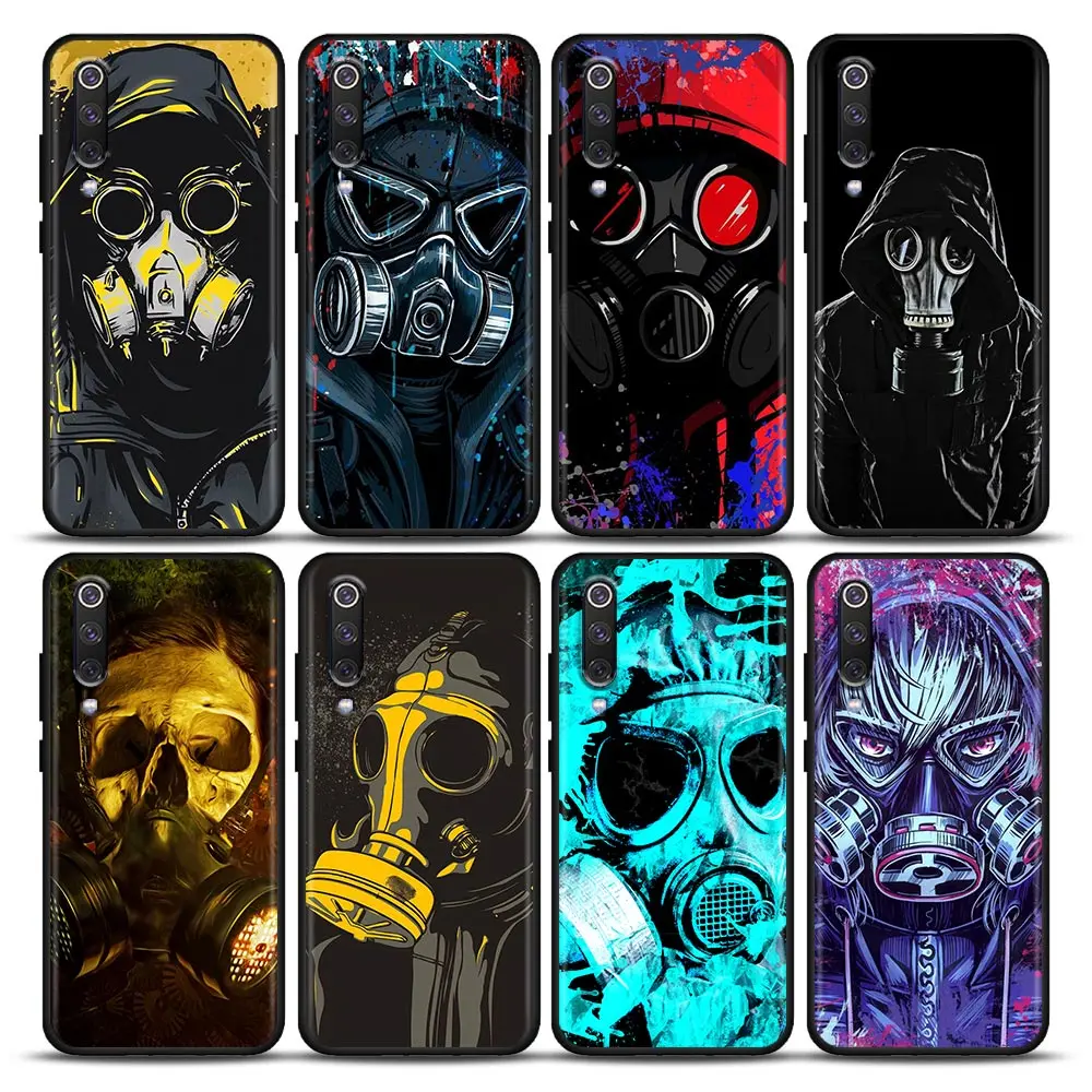 

Phone Case for Xiaomi 8 9 SE A2 Note 10 POCO X3 M3 F3 M4 NFC GT Pro Lite 5G Case Funda Coque Gas Mask Graffiti On The Street