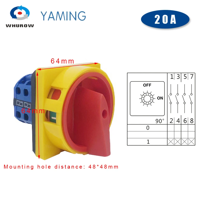 

LW26GS-20/04-2 кулачковый переключатель, двухпозиционный блокировочный переключатель, поворотный изолятор, отключение переключателя, серебристый контакт 20A 690 В