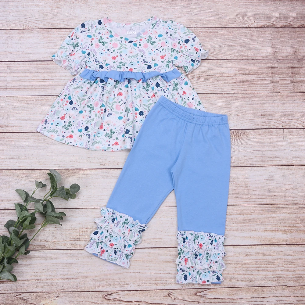 Quattro stagioni Babi Girl Clothes Set Kids body manica lunga Floral Children Costum Items Print Bluey Pants Suit For 1-8T Girl