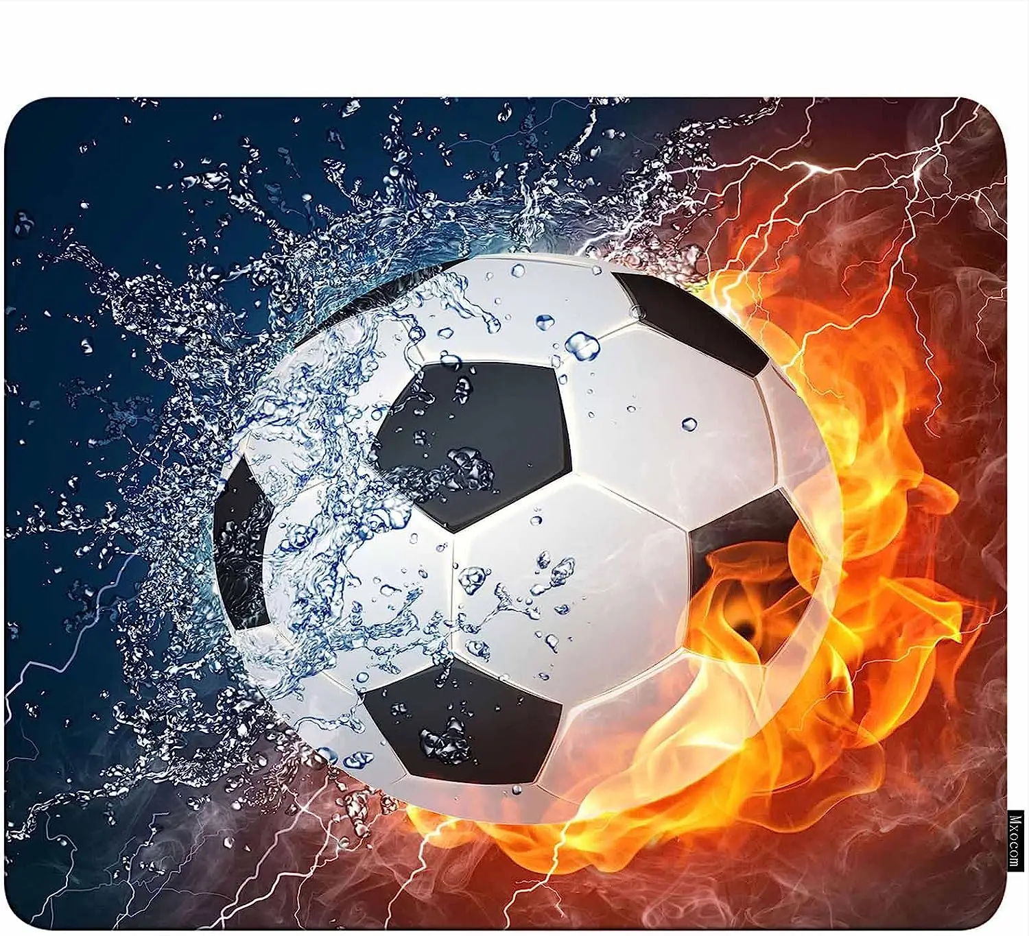 

Water Fire Combine Soccer Gaming Mouse Mat with Non-Slip Rubber 9.5 x 7.9 inch Waterproof Mouse Pad for Laptop Office Computer