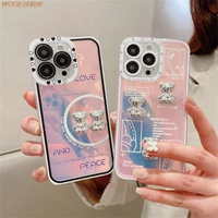 luxury cute bear phone case for iphone 11 12 13 pro max x xs xr 7 8 plus mini se 2020 laser aurora soft cover coque funda