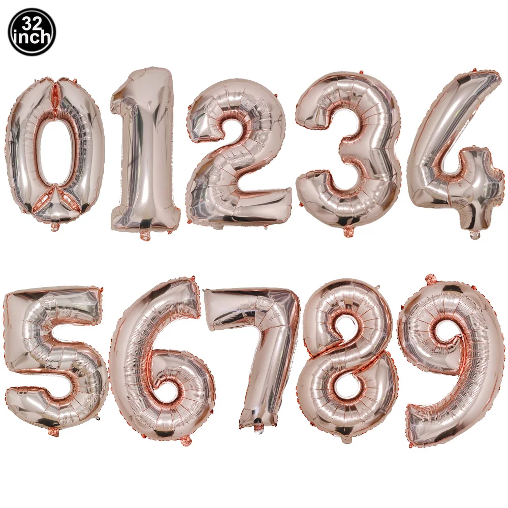 Многоцветный воздушный шар с большими цифрами, 32 дюйма, 0-9, шар на день рождения, розовый, синий, воздушные шары с цифрами, украшение для дня рождения