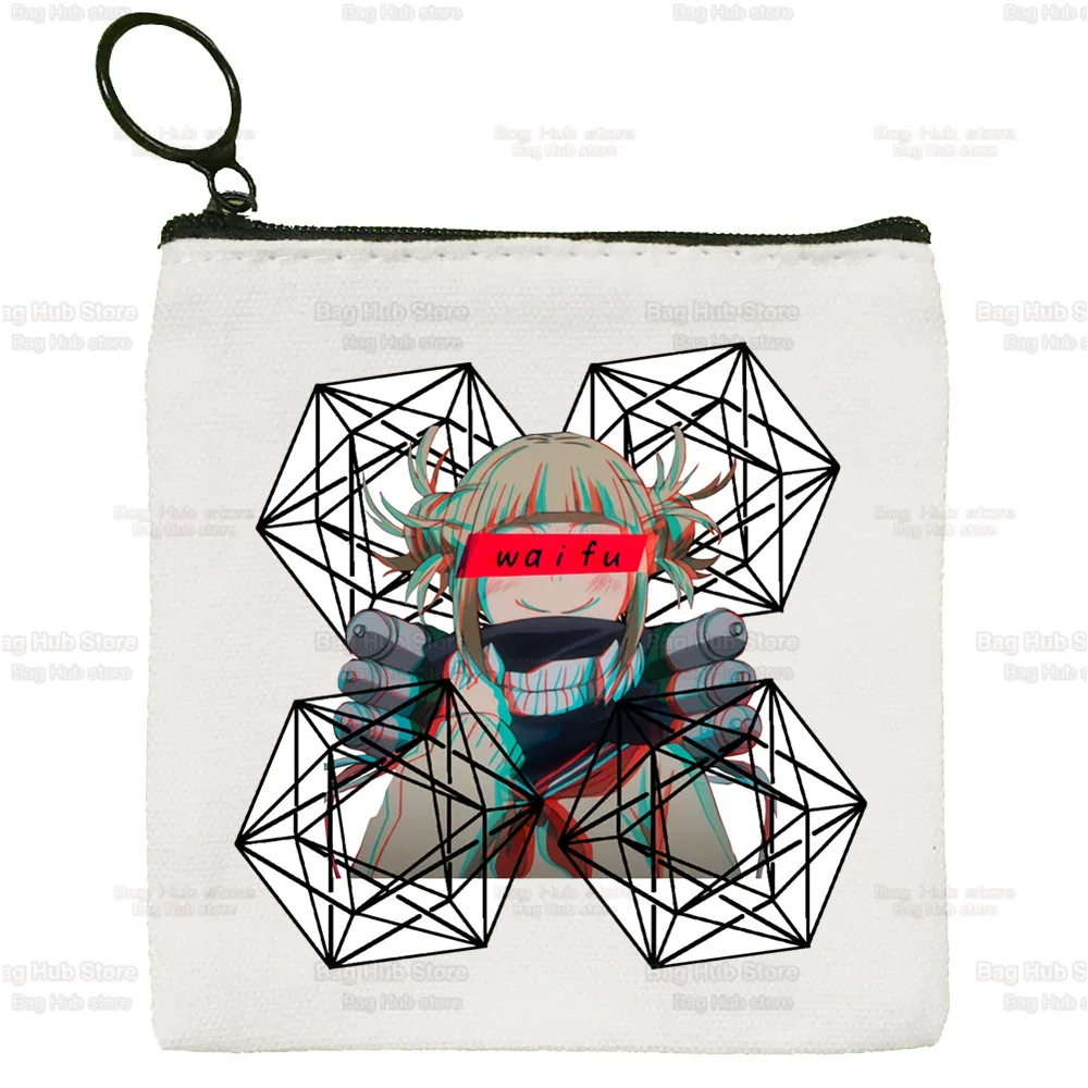 Katsuki Bakugo Simple Canvas Coin Purse My Hero Academia Himiko Toga Cute Cartoon Key Case Lady Bag Coin Storage Bag