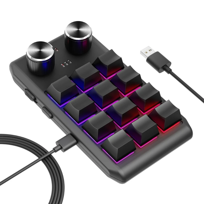 

U75A RGB Programmable Macro Keyboard 12 Keys Plug-Play One-Handed Gaming Mini Keypad