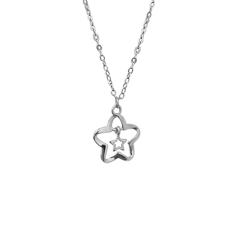

Pentagram Pendant Necklace Star Necklace Jewelry Hollow Out Star Choker Alloy Material Party Jewelry for Women Girl Gift