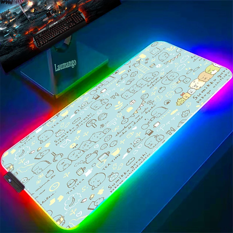 

Большой светодиодный коврик для мыши Xxl RGB Sumikko Gurashi ПК Аксессуары для геймеров Настольный защитный коврик для мыши Коврик для клавиатуры игр...