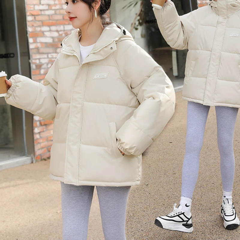 Elegant Parkas Women Glossy Down Cotton Jackets 2022 New Winter Hooded Parka Warm Female Cotton Padded Coat Casual Outwear
