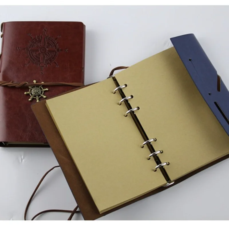 

Retro Spiral Notepad Diary Notebook Vintage Pirate Anchors PU Leather Note Book for Traveler Journal Notebooks Stationery Gift