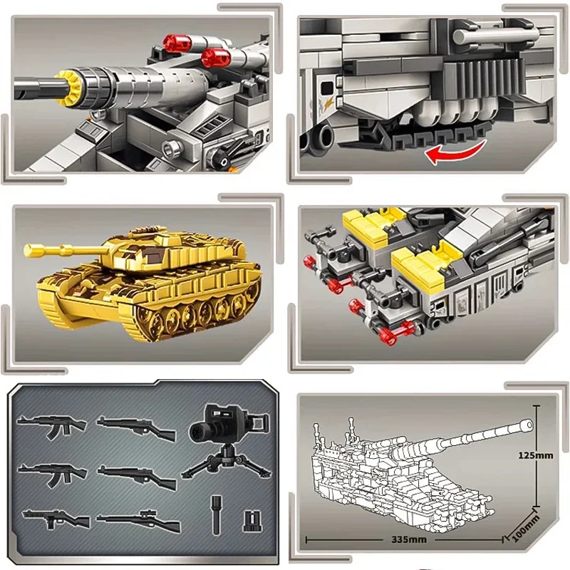 853 шт. военная серия тяжелые строительные блоки Gustav Cannon WW2 солдаты оружие модель