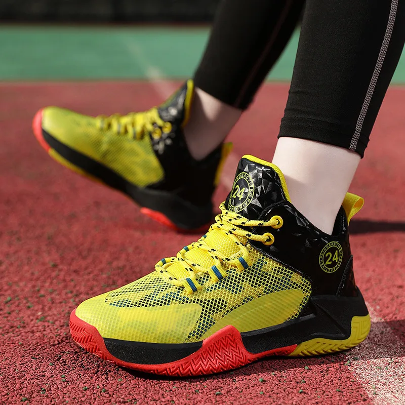 Purple Children Brand Sneakers Hot Selling  Anti-slip Kids Professional Training Shoes Breathable Mesh Boys Basketball Shoes