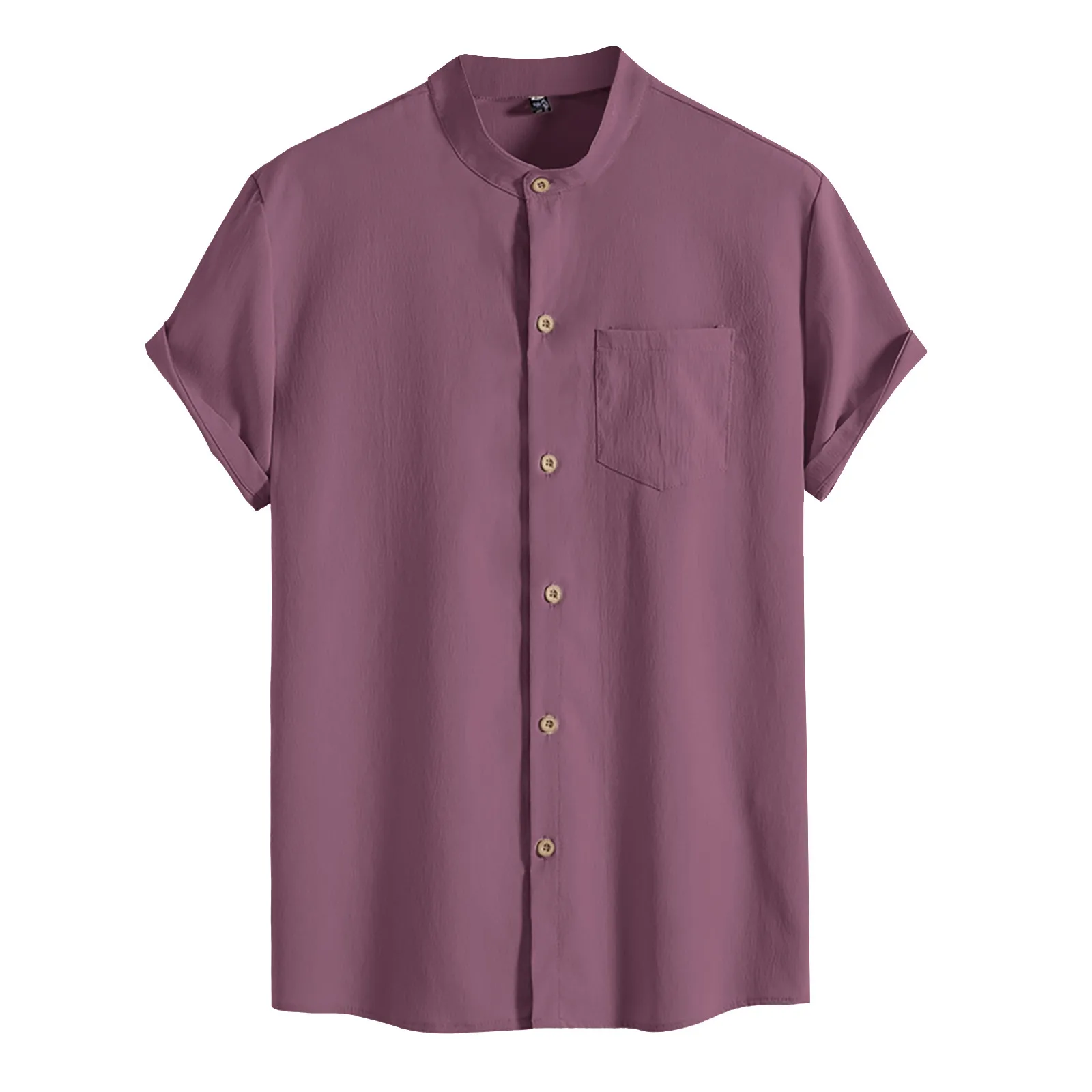 

Рубашка мужская с отложным воротником, модная сорочка с короткими рукавами, Повседневная блуза розового цвета, на лето