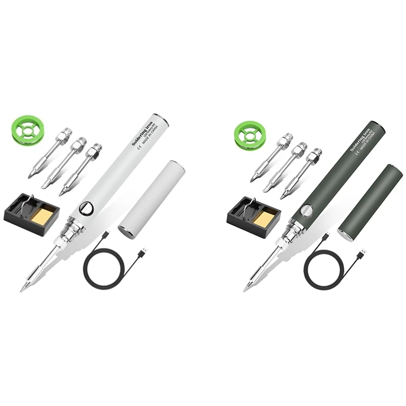 Фото Комплект беспроводного паяльника, аккумуляторный USB-паяльник, паяльник с 3 регулировками температуры, простой в использовании, белый №1