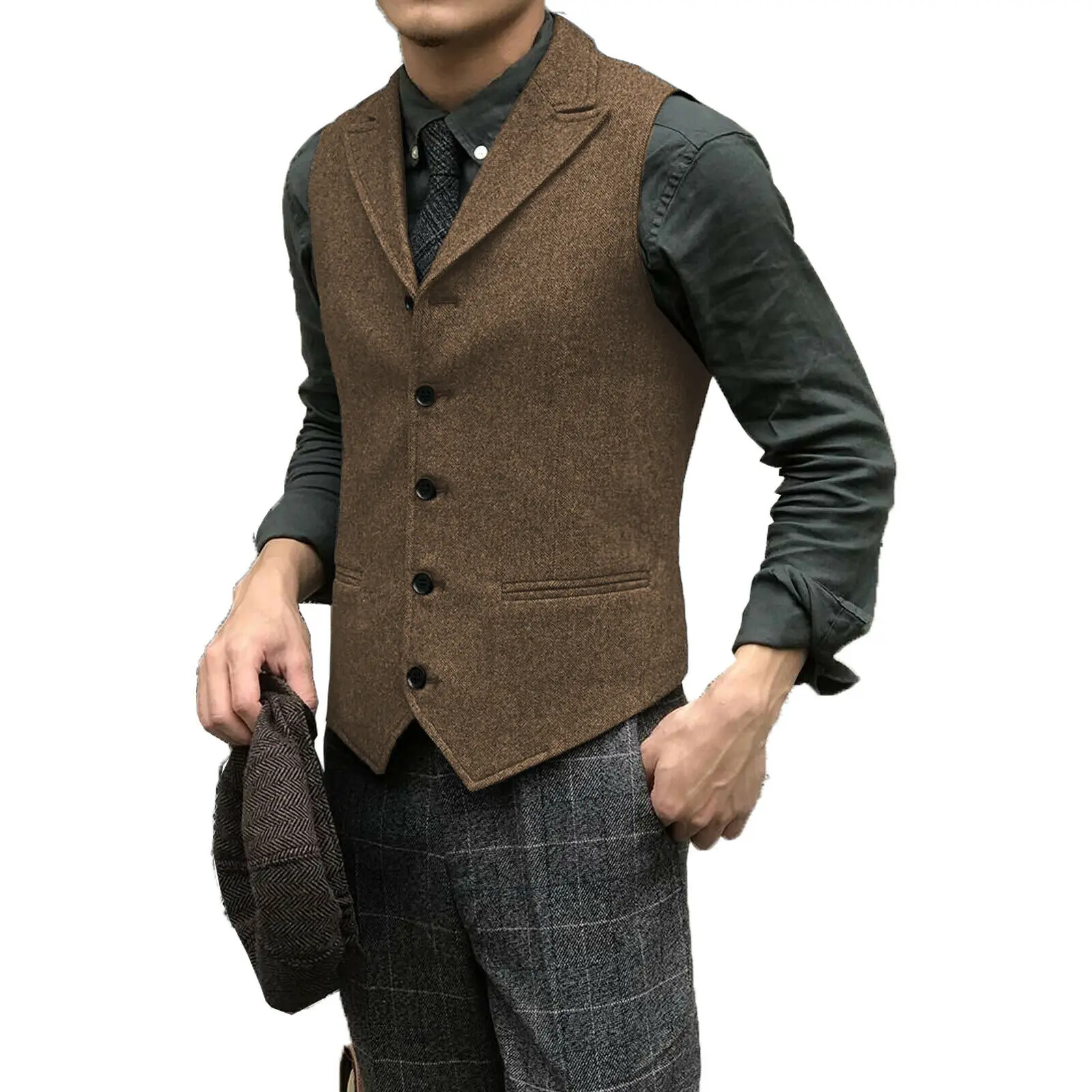Men's Suit Vest Wedding Groom Tuxedo Business Slim Formal Sleeveless Jacket Steampunk Waistcoat
