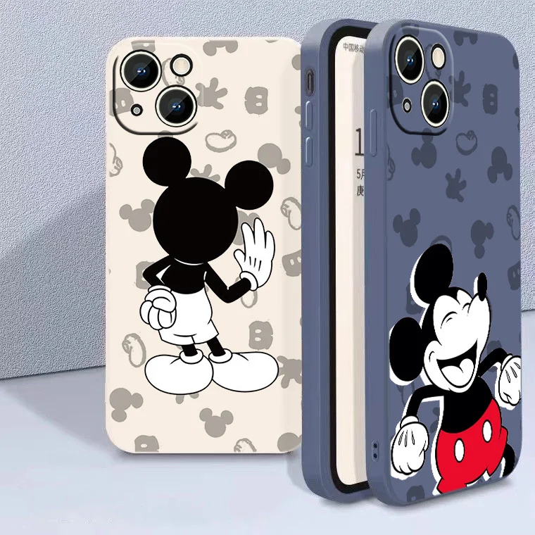 

Disney Mickey Minnie Mouse Phone Case For Apple iPhone 14 13 12 11 mini XS XR X Pro Max 8 7 6S 6 Plus Liquid Rope Cover