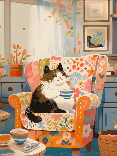 Акварельные длинношерстные шотландские кошки, принты для питья кофе, животное, серый табби, кот, постер в скандинавском стиле для детской комнаты, холст, живопись, декор