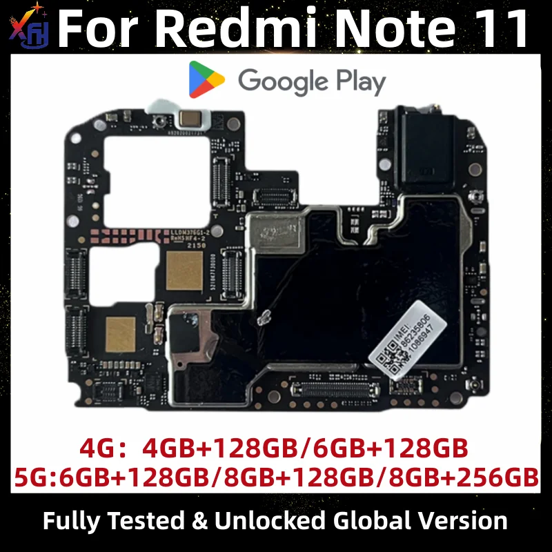 

Original Unlocked Motherboards 4G 5G For Redmi Note 11 Note11 Mainboard 128GB 256GB Global ROM Logic Board With Google Installed