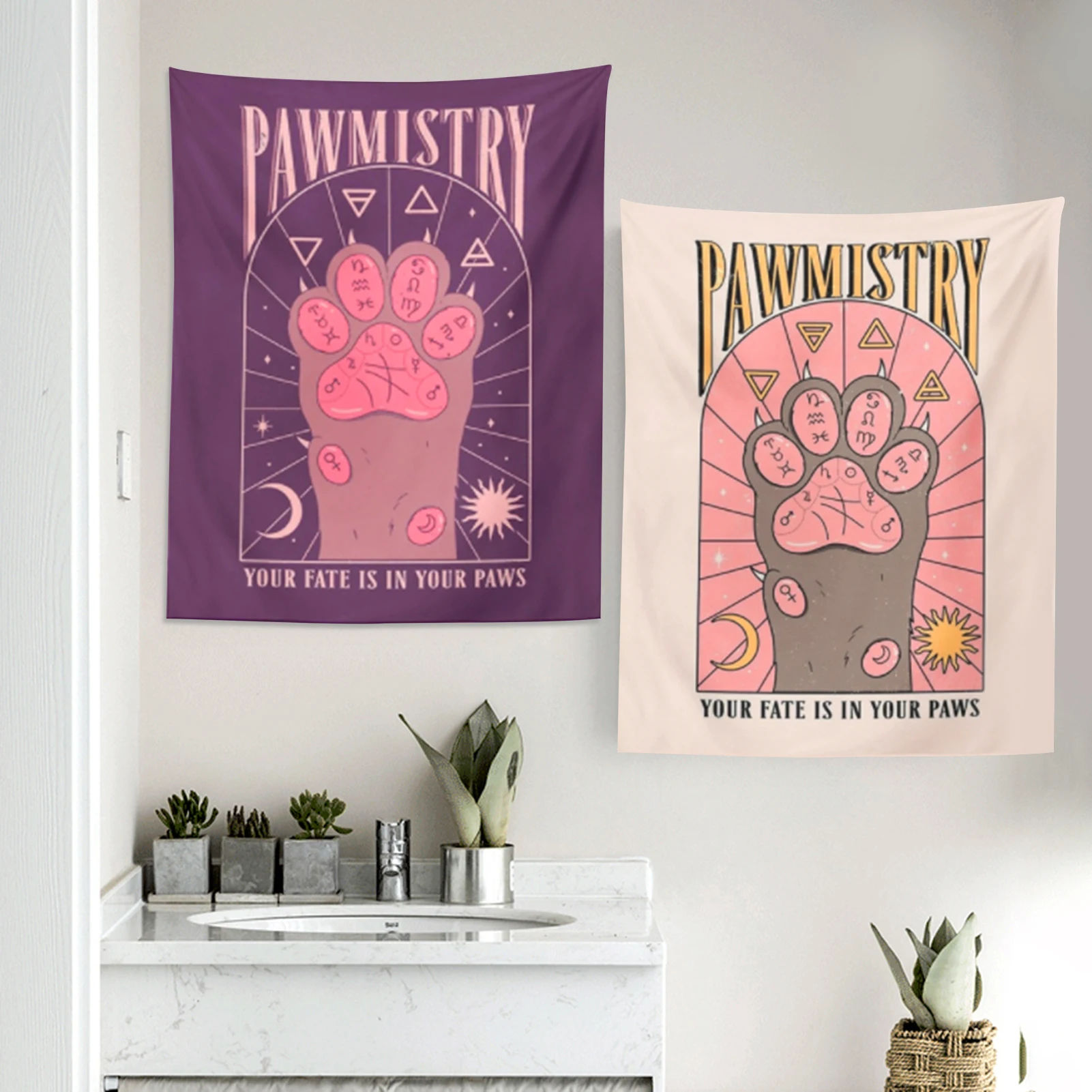 

Tarot Tapestry Ornament Cat Paws Tapestry Witchcraft Bohemian Style Wall Decor for Home Decor Hippie Mattress Girls Dorm Room