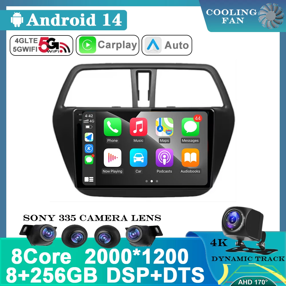 Android 14 Car Radio For Suzuki SX4 S-Cross 2014 2015 2016 2017 Multimedia Player Stereo GPS WIFI+4G wireless Carplay Auto video