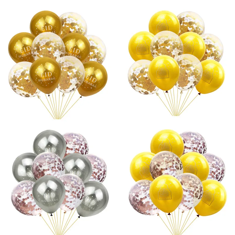 

10pcs Eid Mubarak Balloon Ramadan Kareem Latex Ballon Islamic Muslim Confetti Balloon Ramadan Decoration Eid Mubarak Air Globos
