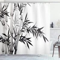 japanese shower curtain traditional bamboo leaves natural forest print bath curtains cloth fabric bathroom decor with 12 hooks
