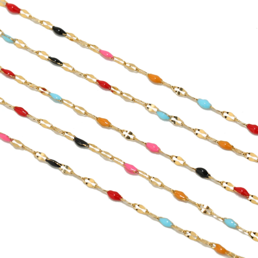 

2 Meters Stainless Steel Colorful Enamel Chains for DIY Jewelry Necklace Findings Bracelets Accessories