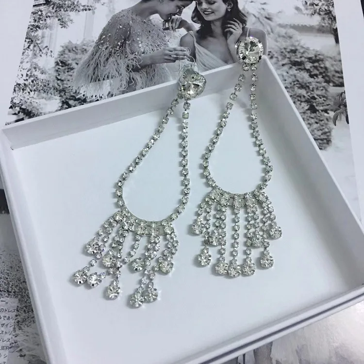 

European and American exaggerated personality long tassel earrings temperament all-match earrings