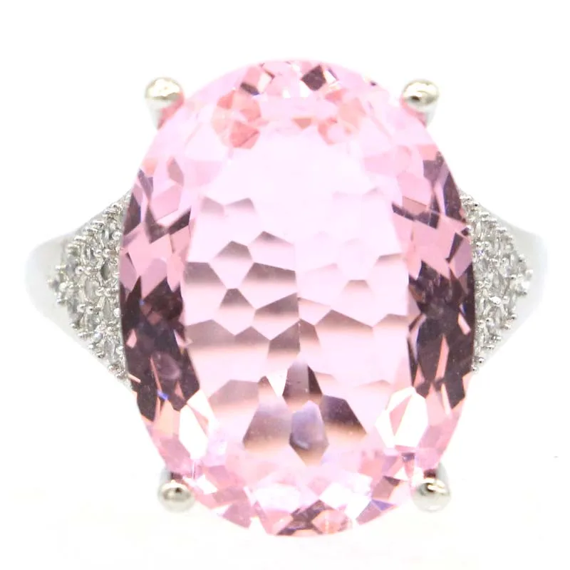 8g Customized 925 SOLID STERLING SILVER Ring Big Gemstone Kunzite London Blue Spinel Tourmaline Sapphire Violet Tanzanite CZMany