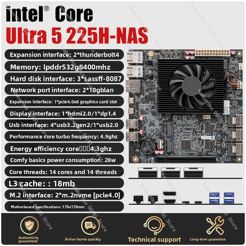 Фото Комплект материнских плат Ultra 9 285H/7 255H/5 225H со встроенным процессором для NAS, специализированный компьютерный DIY-комплект №5