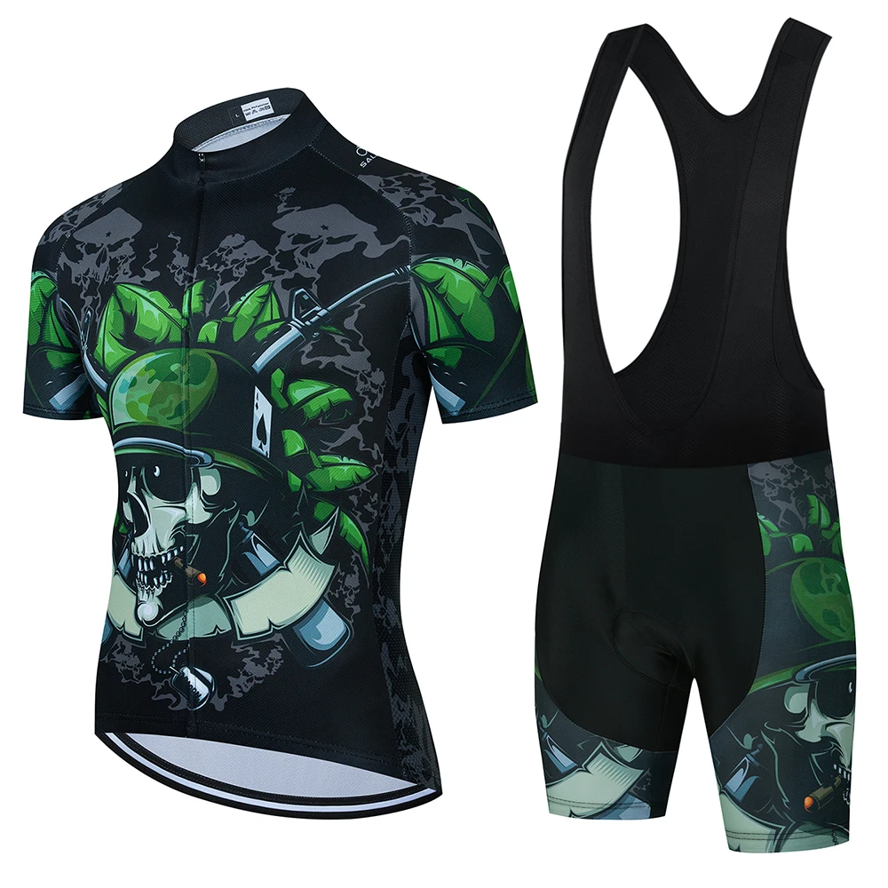 

Skull Pattern 2022 Men Summer Cycling Jersey Set Bike Short Sleeve MTB Sport Cycling Clothing Ropa Maillot Ciclismo Hombre Kit